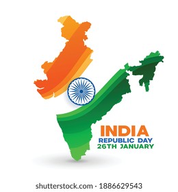 Karte der Republik India mit Flagge und askoka chakra