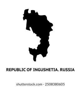 Map of Republic of Ingushetia. Russia. Black and white silhouette isolated on white background. Vector illustration.