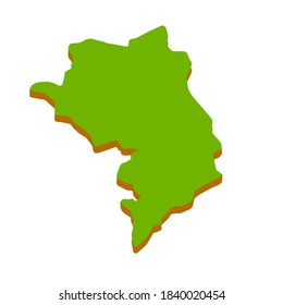 Map of the Republic of Nagorno-Karabakh. Caucasian state. Disputed territory of Armenia and Azerbaijan. Flat cartoon