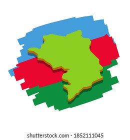 Map of Republic of Nagorno-Karabakh. Caucasian state on background of flag of Azerbaijan. Disputed territory of Armenia. Flat cartoon