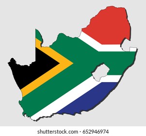 Map of The Republic of South Africa, Filled with the National Flag 