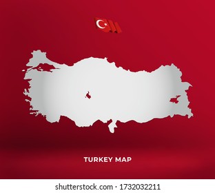 Map of the Republic of Turkey on a red background