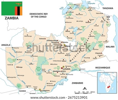 Map of the Republic of Zambia