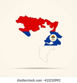 Map of Republika Srpska in Republika Srpska flag colors