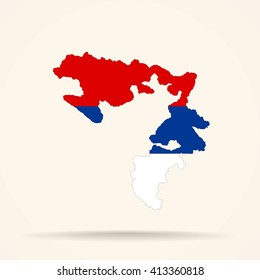 Map of Republika Srpska in Republika Srpska flag colors