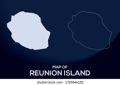 Map of Reunion Island vector silhouette isolated.Abstract design, High detailed silhouette illustration. Full Editable Reunion Island map vector file.