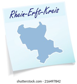 Map of Rhein-Erft-Kreis as sticky note in blue