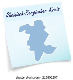 Map of Rheinisch-Bergischer-Kreis as sticky note in blue