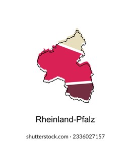 Map of Rheinland Pfalz design illustration, vector symbol, sign, outline, World Map International vector template on white background