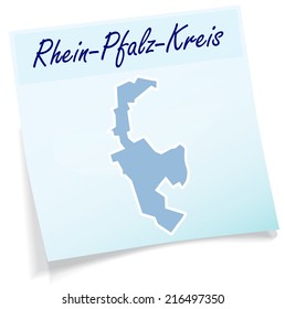 Map of Rhein-Pfalz as sticky note in blue