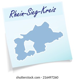 Map of Rhein-Sieg-Kreis as sticky note in blue