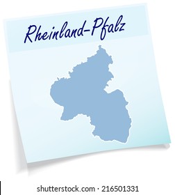 Map of Rhineland-Palatinate as sticky note in blue
