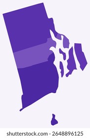 Map of Rhode Island with counties. Just a simple state border map with county division. Deep purple color palette. Flat State of Rhode Island shape with administrative division. Vector illustration.