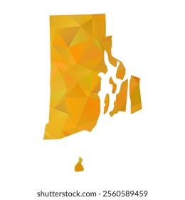 Map of Rhode Island - Gold Polygonal Design For Your. Vector illustration eps 10.
