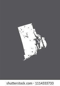 Map of Rhode Island with lakes and rivers.