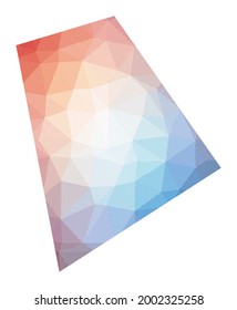 Map of Rhode Island. Low poly illustration of the US state. Geometric design with stripes. Technology, internet, network concept. Vector illustration.