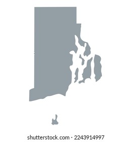 Map of the Rhode Island state in grey color isolated on white background. Vector illustration