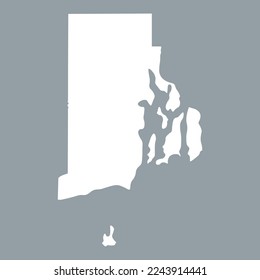 Map of the Rhode Island state in white color isolated on grey background. Vector illustration