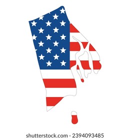 Map of  Rhode Island with USA flag. USA map