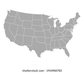 Map of Rhode Island in USA on white