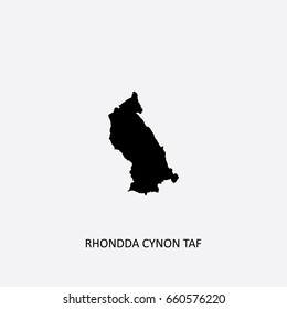 Map of Rhondda Cynon Taf - Wales Vector Illustration