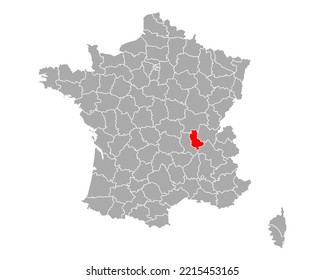 Map of Rhone in France on white