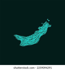 Map Riau Island silhouette artwork style design