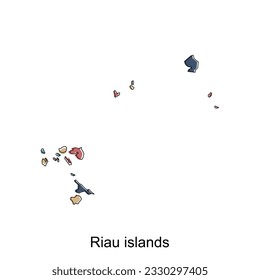 Mapa de la plantilla de diseño de las islas Riau, ilustración vectorial del Mapa de Indonesia sobre fondo blanco