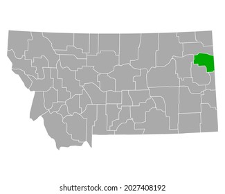 Map of Richland in Montana on white