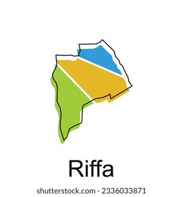 map of Riffa colorful modern vector design template, national borders and important cities illustration