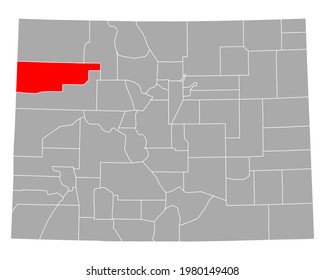 Map of Rio Blanco in Colorado on white