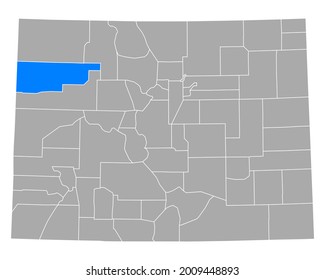 Map of Rio Blanco in Colorado on white