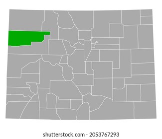 Map of Rio Blanco in Colorado on white