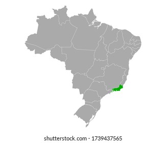 Map of Rio de Janeiro in Brazil on white