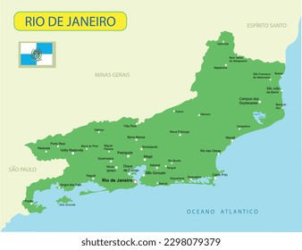 Mapa de ilustraciones vectoriales del estado de Río de Janeiro en Brasil