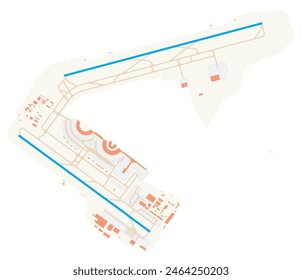 Map of Rio de Janeiro-Galeao International Airport (Brazil). IATA-code: GIG. Airport diagram with runways, taxiways, apron, parking areas and buildings. Map Data from OpenStreetMap.