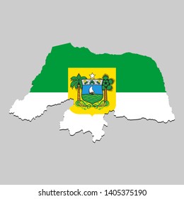 Map of Rio Grande do Norte is a state of Brazil with flag. Vector Illustration