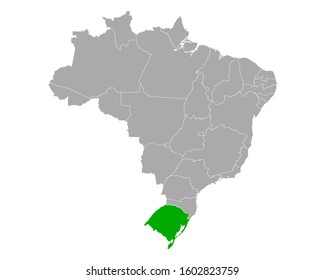 Map of Rio Grande do Sul in Brazil on white