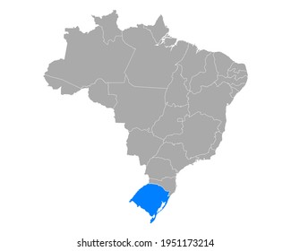 Mapa de Río Grande del Sur en Brasil en blanco