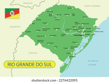 Map of the Rio Grande do Sul in Brazil. Vector illustration