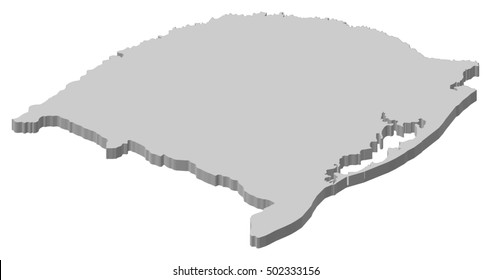 Map - Rio Grande do Sul (Brazil) - 3D-Illustration