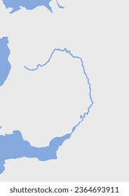 Map of the River Severn in the UK with Thick Outline, Longest River in the UK