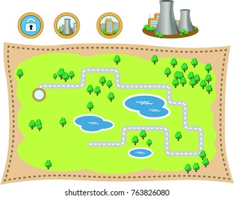 Map with road for computer game levels