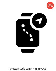 Map with road and location on smart watch Icon Flat Style Isolated Vector Illustration