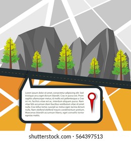Map with road and mountains illustration
