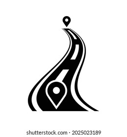 Mapa, camino, icono de ruta. Diseño vectorial negro.