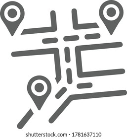 Map, road, route icon / gray color