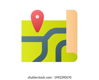 Karte Straße einzeln Symbol einzeln auf glattem Stil