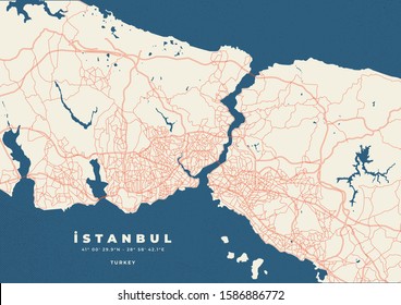 İstanbul Map Road Vector Poster Flyer 