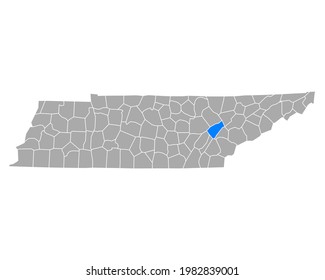 Karte von Roane in Tennessee auf Weiß